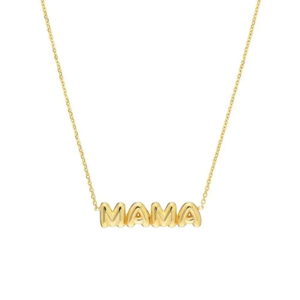 Mia Sarine Women’s Puffy Bubble MAMA 18K Gold Plated Pendant Necklace